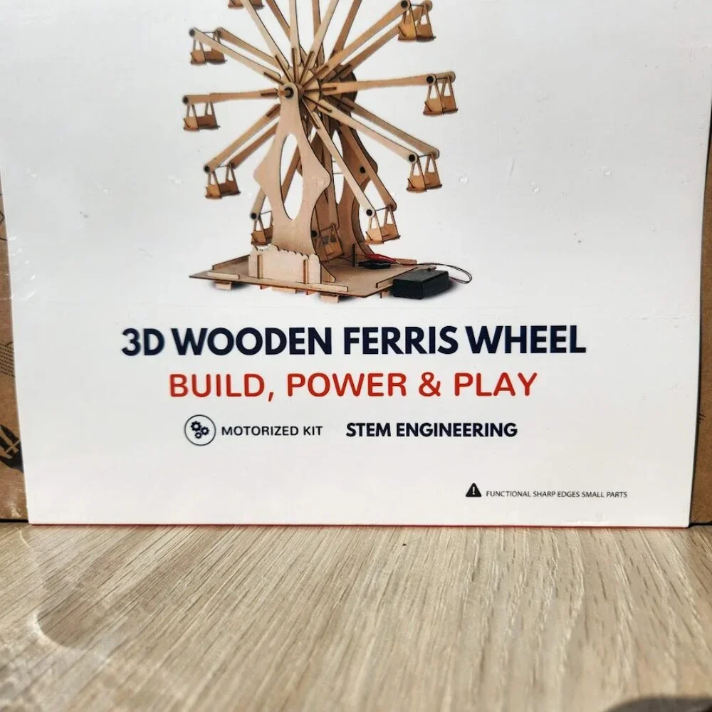 Wooden Ferris Wheel DIY 3D Puzzle Craft Kit STEM PROJECT Construction Toy Set BR